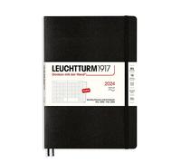 LEUCHTTURM1917 367571 Agenda mensuel avec bloc-notes, couverture souple, composition (B5), 2024, 16 mois, noir, anglais