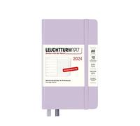 LEUCHTTURM1917 367730 Agenda semainier et bloc-notes de poche (A6), 2024, avec cahier supplémentaire pour adresses et anniversaires, violet, allemand, 12 mois