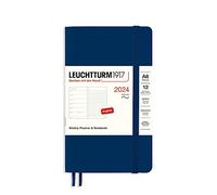 LEUCHTTURM1917 367794 Agenda semainier et bloc-notes à couverture souple de poche, 2024, 12 mois, bleu marine, en anglais