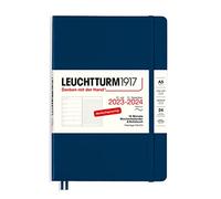 LEUCHTTURM1917 367859 Agenda semainier et carnet à couverture souple Format moyen (A5) 2024, 18 mois, bleu marine, allemand