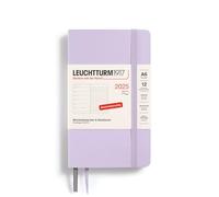 LEUCHTTURM1917 370528 Agenda semainier et bloc-notes de poche 2025, format A6, couverture souple, mauve, en allemand