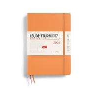 LEUCHTTURM1917 370703 Agenda journalier 2025 à couverture rigide Format moyen A5 Agenda de 12 mois et carnet de notes ligné Abricot anglais