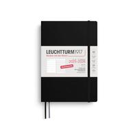 LEUCHTTURM1917 372621 Agenda semainier et bloc-notes 2026, format moyen (A5), 18 mois, 07.2025-12.2026, couverture souple, noir, allemand