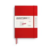 LEUCHTTURM1917 Agenda hebdomadaire 2027 Composition (B5) avec carnet - Agenda en allemand Cherry - Janvier à décembre 2027 - Vue d'ensemble hebdomadaire à gauche + page de note à droite
