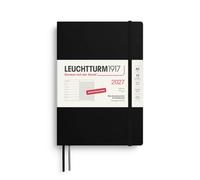 LEUCHTTURM1917 Agenda hebdomadaire 2027 - Format moyen (A5) - Avec bloc-notes - Agenda allemand - Noir - Couverture souple - Janvier à décembre 2027 - Vue hebdomadaire gauche + page de notes à droite