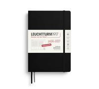 LEUCHTTURM1917 Agenda hebdomadaire 2027 Medium (A5) - Allemand, noir, 210 x 145 mm, juillet à décembre (18 mois), aperçu hebdomadaire avec grille horaire 7h00-22h00 par colonne, couverture rigide