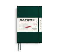LEUCHTTURM1917 Agenda hebdomadaire 2027 moyen (A5) avec carnet - Agenda allemand - Vert forêt - Couverture souple janvier à décembre 2027 - Vue d'ensemble hebdomadaire à gauche + page de note à droite