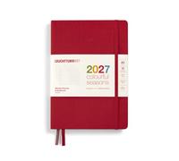 LEUCHTTURM1917 Agenda hebdomadaire et carnet de notes Dotted Medium (A5) 2027, Colourful Seasons rouge, anglais, couverture rigide, aperçu du calendrier 2026/2027/2028, aperçu de la planification