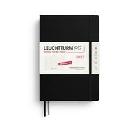 LEUCHTTURM1917 Agenda journalier 2027 à pointillés format moyen (A5) - Noir allemand - 145 x 210 mm - Janvier - Décembre (12 mois) - 1 page par jour - Grille des heures 7:00 - 22:00, couverture rigide