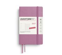 LEUCHTTURM1917 Agenda semainier 2027 de poche A6 avec carnet - Agenda allemand - Rose poudré - Janvier à décembre 2027 - Semainier à gauche + page de notes à droite