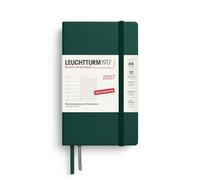 LEUCHTTURM1917 Agenda semainier 2027 de poche A6 avec carnet - Vert forêt - Janvier à décembre 2027 - Semainier gauche + page de notes à droite