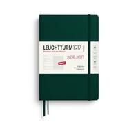 LEUCHTTURM1917 Agenda semainier 2027, format A5, avec bloc-notes, ligné, en anglais, 18 mois, juillet 2026 à décembre 2027, vert forêt, couverture rigide, 210 x 145 mm, vue d'ensemble hebdomadaire à