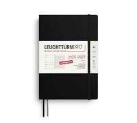 LEUCHTTURM1917 Agenda semainier 2027, format A5, avec carnet, ligné, 18 mois, juillet 2026 à décembre 2027, noir, couverture souple, 210 x 145 mm, vue d'ensemble hebdomadaire à gauche + page de notes