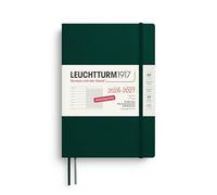 LEUCHTTURM1917 Agenda semainier 2027, format A5, avec carnet, ligné, 18 mois, juillet 2026 à décembre 2027, vert forêt, couverture souple, 210 x 145 mm, vue d'ensemble hebdomadaire à gauche + page de
