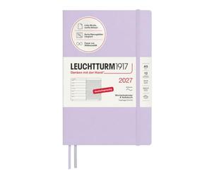 LEUCHTTURM1917 Agenda semainier & carnet 2027, A5, Couverture souple, Lilac | agenda et carnet en un, 144 pages, papier 80 g/m² sans acide, vacances scolaires, phases lunaires et Projektplan