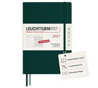LEUCHTTURM1917 Agenda semainier & carnet 2027, A5, Forest Green | aperçu sur 3 ans, jusqu'à 12/2028, planificateur de projet, phases lunaires, jours fériés internationaux, vacances scolaires
