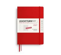 LEUCHTTURM1917 Calendrier hebdomadaire 2027 moyen (A5) avec carnet - Agenda en allemand, cerise, janvier à décembre 2027, aperçu hebdomadaire à gauche + page de notes à droite