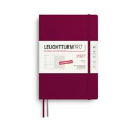 LEUCHTTURM1917 Calendrier semainier 2027 moyen (A5) avec carnet - Agenda en allemand, port rouge, couverture souple, janvier à décembre 2027, aperçu hebdomadaire à gauche + page de notes à droite