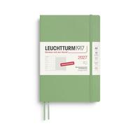 LEUCHTTURM1917 Calendrier semainier 2027 moyen (A5) avec carnet - Agenda en allemand, sauge, couverture souple, janvier à décembre 2027, aperçu hebdomadaire à gauche + page de notes à droite