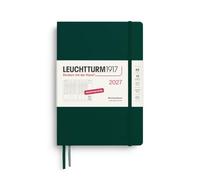 LEUCHTTURM1917 Planning hebdomadaire 2027 - Format moyen (A5) - Vert forêt - 210 x 145 mm - Janvier à décembre (12 mois) - Vue d'ensemble hebdomadaire avec grille horaire 7:00-22:00 par colonne