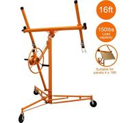 Levageur de plaques pour construction sèche, hauteur de levée de 4,9 mètres, capacité de charge de 68 kg, inclinable, pliable
