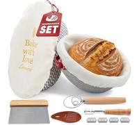Levainé Banneton pour Pain Rond & Ovale avec Accessoires - Kit Pain au Levain, Paniers de Fermentation en Corde de Coton, Kit Boulangerie, Accessoires Pain Maison