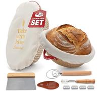 Levainé Banneton pour Pain Rond & Ovale avec Accessoires - Kit Pain au Levain, Paniers de Fermentation en Corde de Coton, Kit Boulangerie, Accessoires Pain Maison