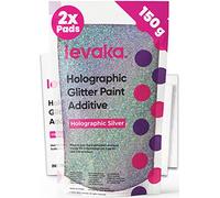 Levaka 150 grammes Additif Paillette pour Peinture Argenté - 2 Tampons Récurants Inclus - Mélangez avec Peinture Murale Interieur à Emulsion pour un Effet Pailleté sur les Murs - le Plafond ou le Bois