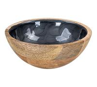 levandeo Bol Coupe 15 cm en bois de mangue gris nacré émaillé Bol Saladier Déco Plateau de service Décoration de table Décoration