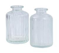 levandeo Lot de 2 vases H10cm blanc verre transparent vase à fleurs décoration de table printemps décoration florale vase en verre vase décoratif