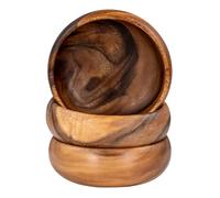 Levandeo Lot de 3 bols en bois d'acacia 15x4 cm ronds - Bol à fruits - Bol décoratif - Décoration de table - Bois d'acacia - Décoration en bois - Rangement et organisation