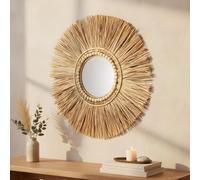 Levandeo Miroir en jonc de mer Ø 55 cm Miroir mural rond Décoration murale Bohème Bohostyle Bohochic Nature