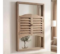 levandeo Miroir mural pour fenêtre - H73 cm - En bois - Gris - Style shabby chic vintage - Décoration murale - Miroir de couloir