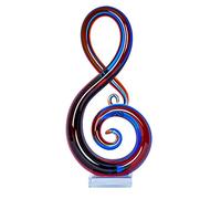 levandeo Sculpture en verre de 35 cm de haut - Motif e sol - Bleu et rouge - Décoration unique