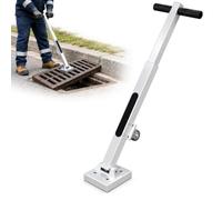 Lève-couvercle magnétique portatif, traction de 595 lb, extracteur | Lève-plaque d'égout magnétique de 270 kg, poignée rétractable de 605 à 1 010 mm et roue de support, for un repositionnement