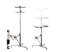 Lève-Plaques de Placo Télescopique - Hauteur 1.32m à 3.25m - Charge 68 kg - Bras Extensibles, Inclinaison 60° - Montage Mural et Plafond pour Cloisons Sèches - 3 Roues Pivotantes à Frein (350cm Gris)