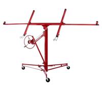 Lève-plaques de plâtre pliable - Hauteur réglable de 140 à 350 cm - Capacité de charge de 68 kg - Angle d'inclinaison de 60° - 3 roulettes de blocage - Couleur : gris