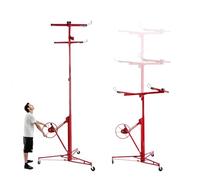 Lève-Plaques Professionnel XXL - Capacité 68 kg, Hauteur jusqu'à 3,50 m - Pour Placo, Plâtre et Panneaux - Inclinaison 60°, Système Inclinable & Pivotant - 3 Roues avec Freins - Montage Plafond & Mur