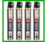 LEVEL PLUS Fuel Cell RM165 Lot de 4 cartouches de gaz de rechange pour cloueur 165 mm avec anneau vert 80 ml 40 g Ø 32