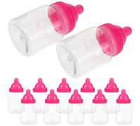 Levemolo 12pièces Boîtes à Bonbons Forme de Biberon Rose Contenants Plastique Transparente pour Cadeaux Naissance Fille Tirelire Mini Biberon pour Anniversaire