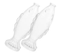Levemolo 2 Pièces Bouteille en Verre de Poisson, Vase à Poisson Vintage Gaufré, Décoration DIY, Verre, Lot de Petites Bouteilles Décoratives pour Mariage et Fête