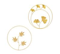 Levemolo 2 Pièces Décoration Murale en Métal Feuilles, Pendentif Mural, Or, Fer, Design Créatif Délicat Chic, pour Décoration Murale et Vitrine de Boutique