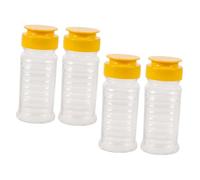 Levemolo 4 Pièces Bouteille en Forme D'ours pour Miel Distributrice de Sauce Bouteille à Lait Récipient à Vinaigrette à Emporter Transparente