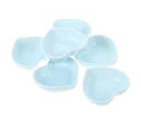 Levemolo 6 Pièces Assiettes en Céramique de Cœur pour Sauces et Assaisonnements, Décorations de Table, Adaptées aux Familles et Hôtels, Couleur Bleu Réutilisable