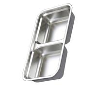 Levemolo Assiette D'assaisonnement Design Simple et Épuré en Acier Inoxydable Double Compartiment pour Restaurants et Service de Condiments
