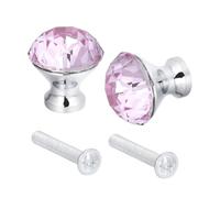 Levemolo Lot de 2 Boutons de Tiroir en Cristal Diamant Rose, Poignée de Meuble en Alliage de Zinc et Verre, Trou Unique, pour Décoration Intérieure de Meubles et Armoires