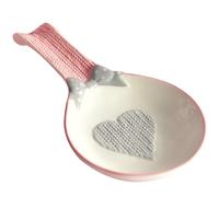 Levemolo Repose Cuillère Céramique Compact 9.45x4.53x0.98in Résistant à L’usure Surface Lisse pour Usage Quotidien la Cuisine Rose