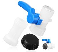 Levemolo Robinet de Sortie pour Réservoir Eau de Pluie en Plastique avec Vanne à Disque Intégrée et Tube Rallongé, Accessoires Robustes pour Cuve D'arrosage et Bac à Eau