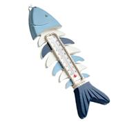 Levemolo Thermomètre Mural en Bois Style Côtier Décoration Poisson Suspendu, Jauge de Température Précise, pour Jardin ou Fête Plage, Ambiance Marine Rustique