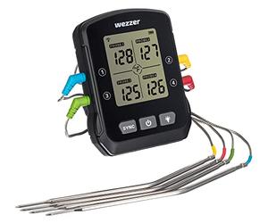 Levenhuk Wezzer Cook MT90 Cooking Temperature Unit with 4 Thermoprobes on Flexible Cables and Advanced Functionality Via Mobile Apps